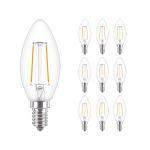 Voordeelpak 10x Philips Corepro LED Kaars E14 Filament Helder 2W 250lm – 827 – Zeer Warm Wit | Vervangt 25W
